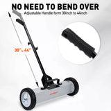 18Inch Magnetic Pick Up Sweeper With Wheels 45LBS Lawn Sweeper Roofing Tools - 45-Degree Angle