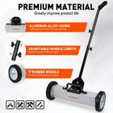 18Inch Magnetic Pick Up Sweeper With Wheels 45LBS Lawn Sweeper Roofing Tools - Close-Up Angle