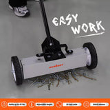 18Inch Magnetic Pick Up Sweeper With Wheels 45LBS Lawn Sweeper Roofing Tools - Low Angle