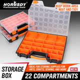 22 Compartments Parts Storage Box Tool Organizer Plastic Bin Carry Case - Front View