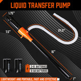 Electric Oil Extractor Pump, Battery Power Fluid Extractors for Water Fuel Oil Pumping with Flexible Hose - Side View