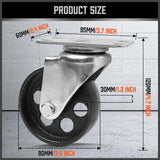 4Pc 3.5'' Heavy Duty Steel Castor Wheel Swivel Caster 500KG/EA Loading Capacity - Side View