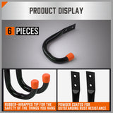 HORUSDY 6Pc Wall Mount Garage Hooks Set Heavy Duty Steel Storage Rack Hanger - 45-Degree Angle