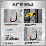 HORUSDY 6Pc Wall Mount Garage Hooks Set Heavy Duty Steel Storage Rack Hanger
