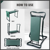 HORUSDY Garden Kneeler Bench Foldable Stool Knee Soft Pad Seat with Tool Pouch - Rear View
