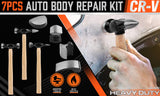 7 Piece Car Dent Auto Body Panel Repair Tool Kit Wooden Handles Beating Hammers - Front View