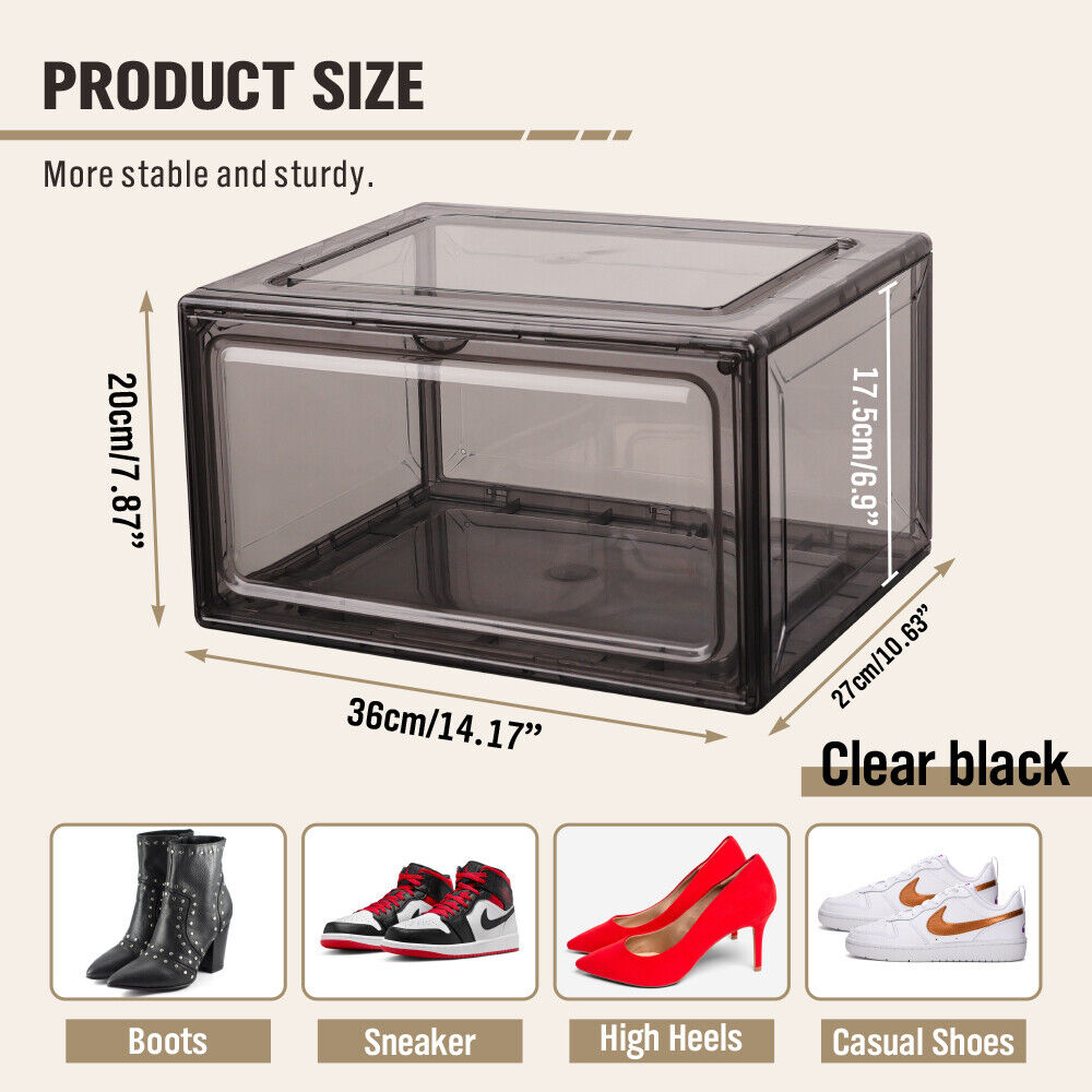 5Pcs Premium Acrylic Shoe Box Sneaker Display Storage Case Boxes Magnetic Door Au