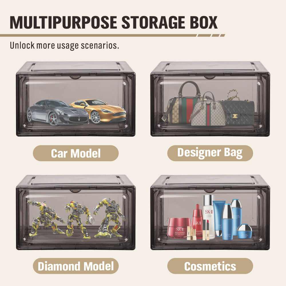 5Pcs Premium Acrylic Shoe Box Sneaker Display Storage Case Boxes Magnetic Door Au