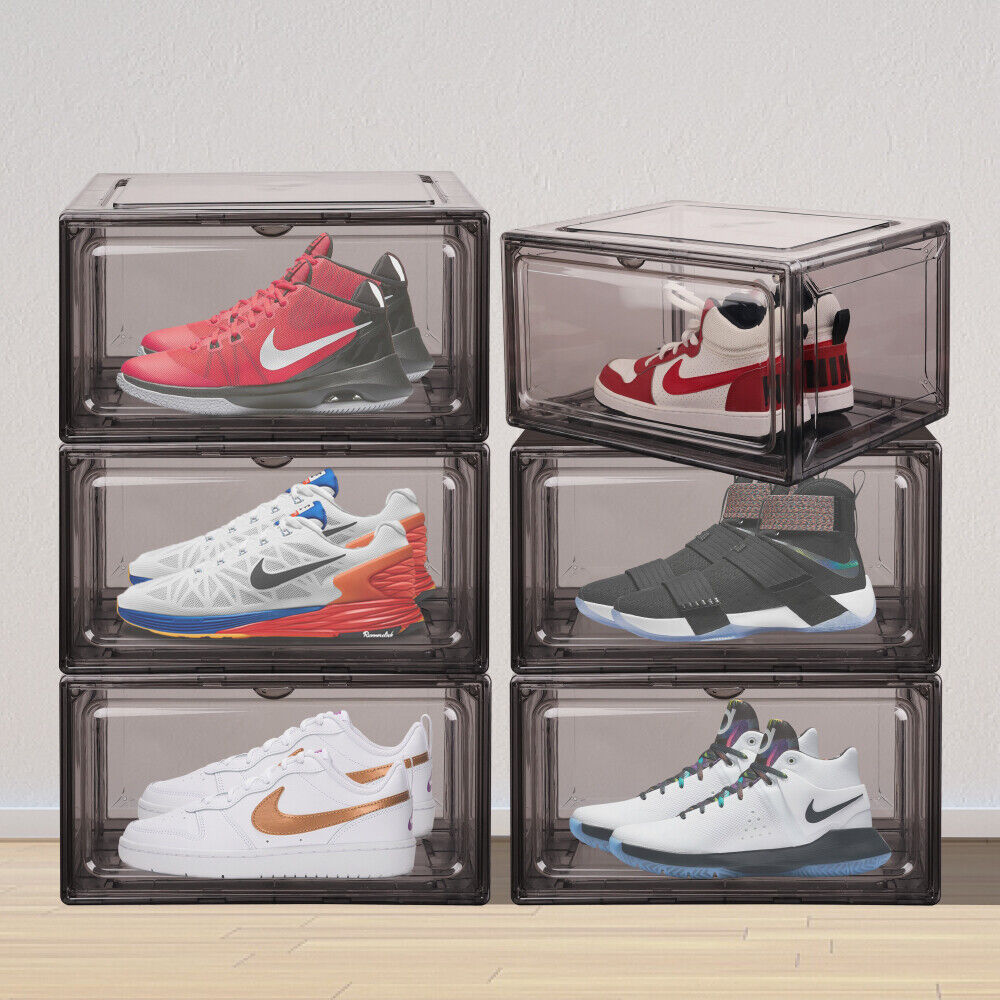 10Pcs Premium Acrylic Shoe Box Sneaker Display Storage Case Boxes Magnetic Door Au