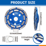 4.5inch Diamond Segment Grinding Concrete Cup Wheel Disc Granite Stone 115mm - Front View