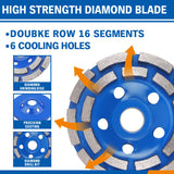 4.5inch Diamond Segment Grinding Concrete Cup Wheel Disc Granite Stone 115mm - 45-Degree Angle