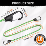 10-Piece Bungee Cords With Hook 40inch Outdoor Elastic Bungee Straps Luggage - Side View