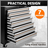 HORUSDY 7 Drawer Tool Box Trolley Cabinet Storage Cart Garage Organiser Lockable - Close-Up Angle