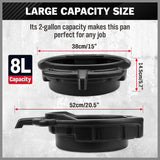 SEDY 8L Oil Change Pan Drain Tray Portable Dish Coolant Recovery Pan Black - Top-Down View
