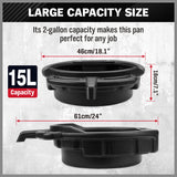 SEDY 15L Oil Change Pan Drain Tray Portable Dish Coolant Recovery Pan Black - Top-Down View