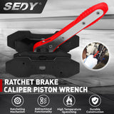 SEDY Car Brake Caliper Tool 360° Swing Ratchet Wrench Car Wheel Piston Spreader - Front View