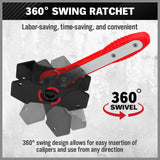 SEDY Car Brake Caliper Tool 360° Swing Ratchet Wrench Car Wheel Piston Spreader - Rear View