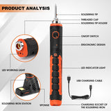 HORUSDY 8W 4V Max Cordless Soldering Iron Rechargeable with Lithium-Ion Battery - Side View