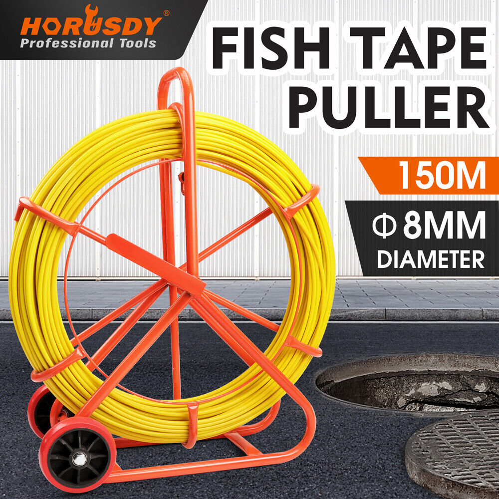 150M?8MM Fish Tape Puller Fiberglass Wire Cable Running Duct Rodder Heavy Duty
