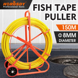 150M×8MM Fish Tape Puller Fiberglass Wire Cable Running Duct Rodder Heavy Duty - Front View