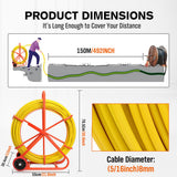 150M?8MM Fish Tape Puller Fiberglass Wire Cable Running Duct Rodder Heavy Duty