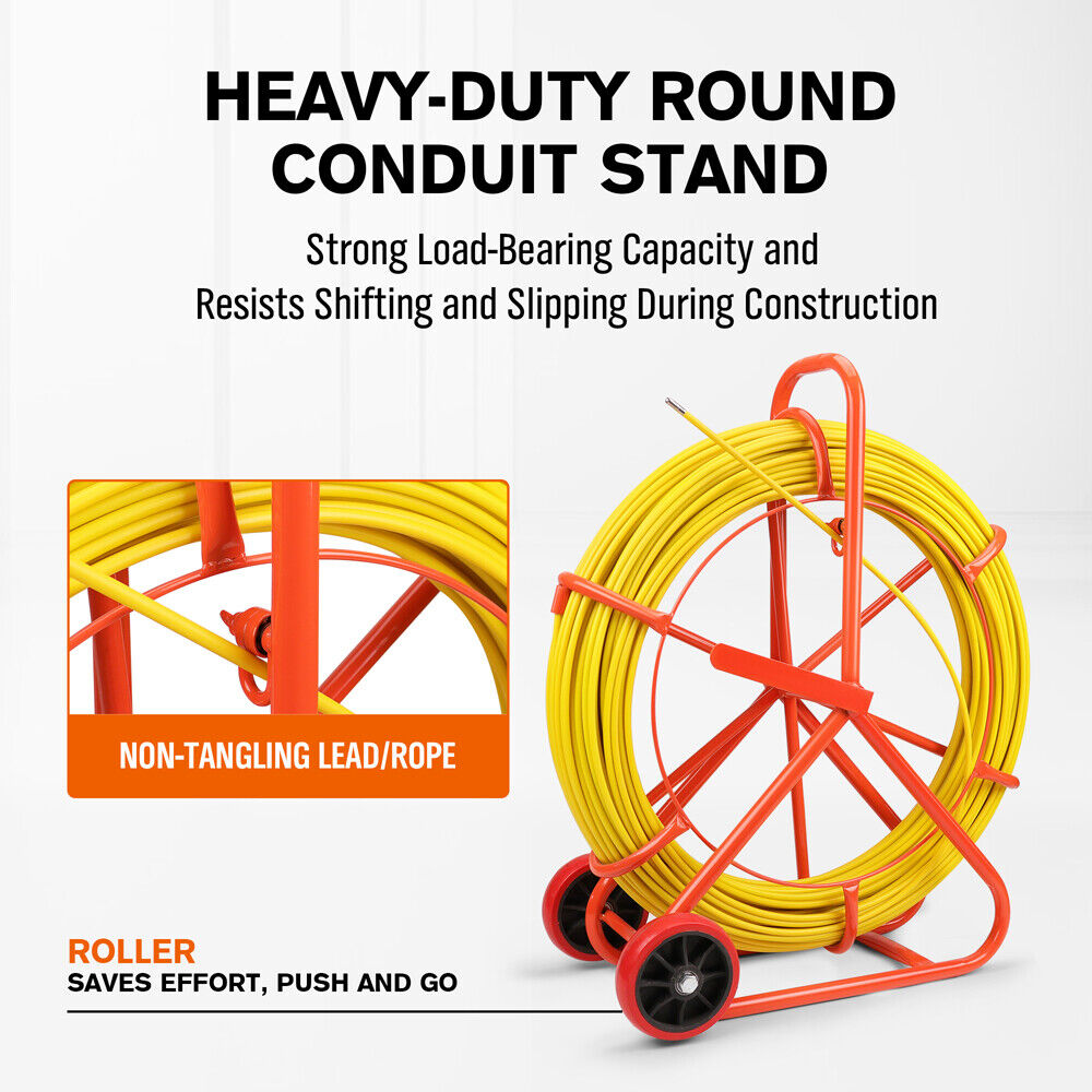 150M?8MM Fish Tape Puller Fiberglass Wire Cable Running Duct Rodder Heavy Duty
