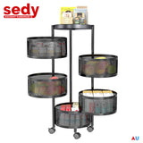 5 Tiers Kitchen Trolley Cart Wheels Round Vegetable Storage Holder Fruit Holder - Front View