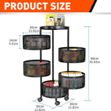 5 Tiers Kitchen Trolley Cart Wheels Round Vegetable Storage Holder Fruit Holder - Side View