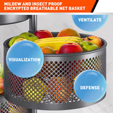 5 Tiers Kitchen Trolley Cart Wheels Round Vegetable Storage Holder Fruit Holder - 45-Degree Angle