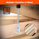 6-Pieces Flat Wood Boring Spade Drill Bit Set Drillbits 10-25mm Bits 1/4