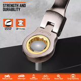 HORUSDY 18Pc Flexi-Head Ratchet Spanner Set Metric 6-30mm Spanners Nickle Plated - 45-Degree Angle
