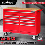9 Drawers Tool Box Chest Cabinet Trolley Box Garage Storage Toolbox Red 1000lbs - Front View