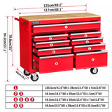 9 Drawers Tool Box Chest Cabinet Trolley Box Garage Storage Toolbox Red 1000lbs - Top-Down View