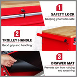 9 Drawers Tool Box Chest Cabinet Trolley Box Garage Storage Toolbox Red 1000lbs - Extra Image