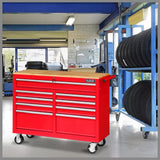 9 Drawers Tool Box Chest Cabinet Trolley Box Garage Storage Toolbox Red 1000lbs - Extra Image