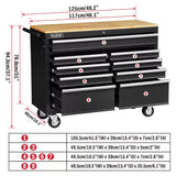 HORUSDY 9 Drawer Tool Box Chest Cabinet Trolley Box Garage Storage Toolbox Black - Top-Down View