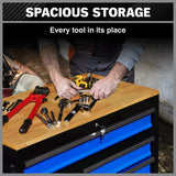 HORUSDY 42 inch 8 Drawer Tool Cabinet 1000 lbs Wood Top Power Strip Casters Blue - Extra Image