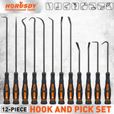 HORUSDY 12Pc Precision Hook and Pick Set O-Ring Seal Remover Hooks Puller Tool