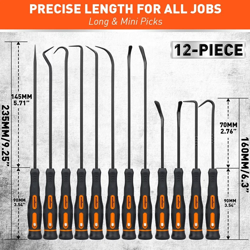 HORUSDY 12Pc Precision Hook and Pick Set O-Ring Seal Remover Hooks Puller Tool