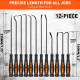 HORUSDY 12Pc Precision Hook and Pick Set O-Ring Seal Remover Hooks Puller Tool - Front View