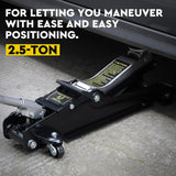 Hydraulic Floor Jack 2.5T Trolley Low Profile Car Track Quick Lifting 85-385mm - Low Angle