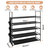 SEDY 5-Tier Shoe Rack Storage Organizer Shelves for 20–25 Pairs Bedroom Garage - Front View