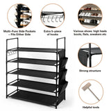 SEDY 5-Tier Shoe Rack Storage Organizer Shelves for 20–25 Pairs Bedroom Garage - Side View