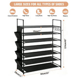 SEDY 7-Tier Shoe Rack Storage Organizer Shelf for 28–30 Pairs Bedroom Garage - Front View