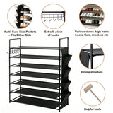SEDY 7-Tier Shoe Rack Storage Organizer Shelf for 28–30 Pairs Bedroom Garage - Side View