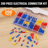 HORUSDY 200PCS Crimp Terminals Wire Connector Kit Spade Ring Butt for Car Wiring - Top-Down View