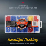 HORUSDY 200PCS Crimp Terminals Wire Connector Kit Spade Ring Butt for Car Wiring - Low Angle