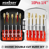 10Pc Titanium Gold Carbide Burr Set 1/4