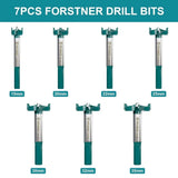 Woodworking Drill Bit Set Forstner 15-35mm Countersink Hex Shank Forstner Bits - Front View