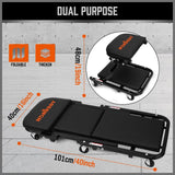40inch 2 in 1 Folding Creeper Mechanic Z Seat Garage Workshop Rolling Work Stool - Side View
